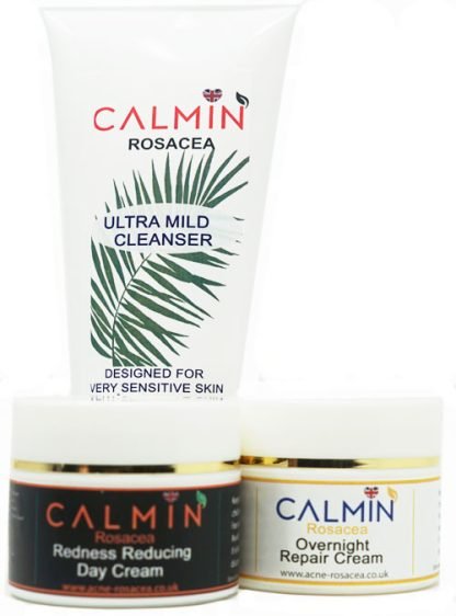 Calmin Rosacea - BEST VALUE KIT for Redness WITH NEW CLEANSER- 30 DAY REFUND