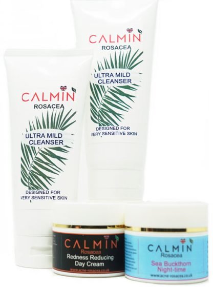 Calmin Redness reducing day cream 50g & Calmin Seabuckthorn Nightime 50g & TWO New formula Calmin cleansers 200g.  30 DAY REFUND